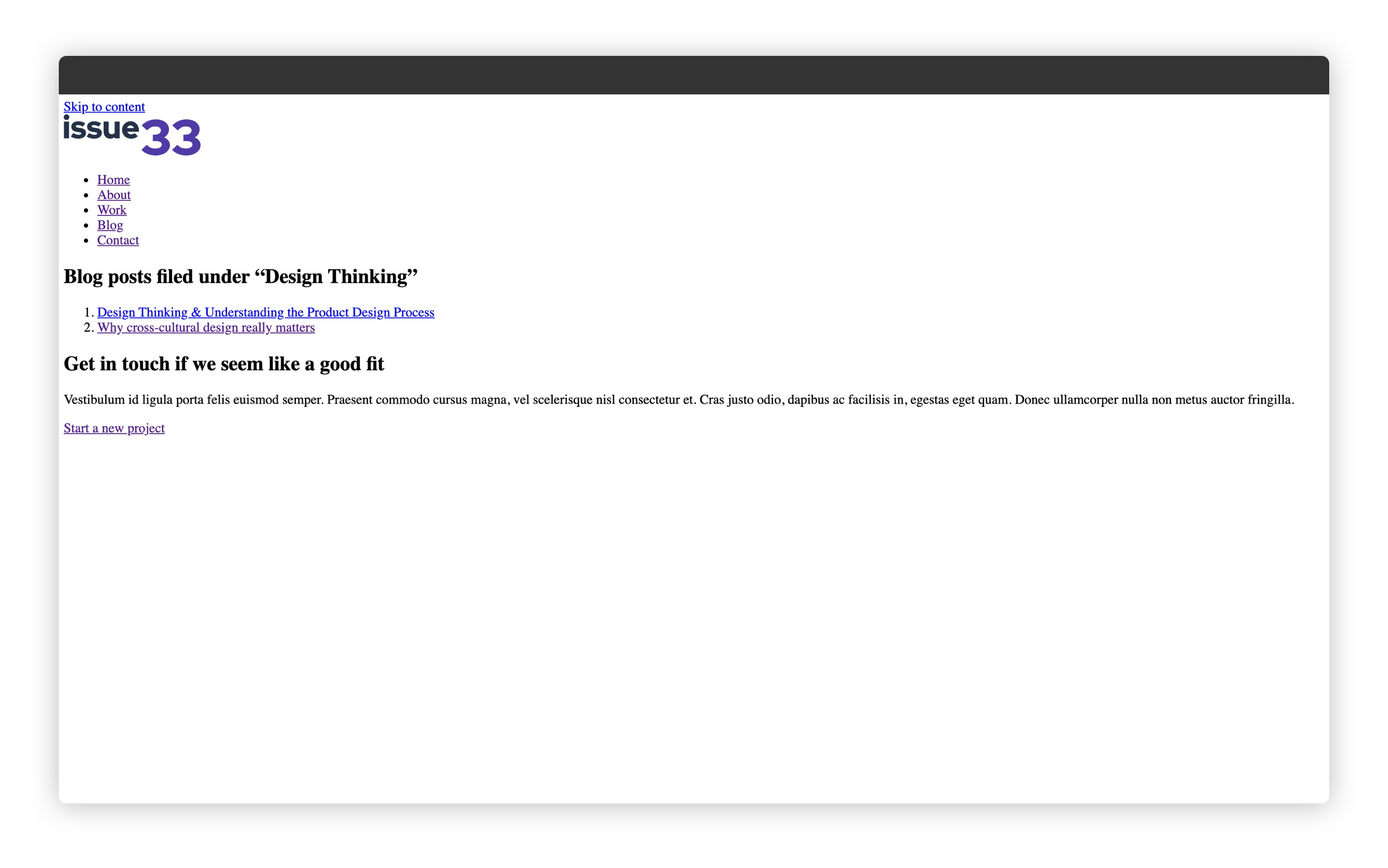A similar looking view but it shows the design thinking tag’s posts
